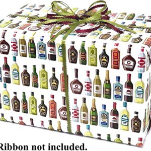 Stesha Party Beer Bottles Wrapping Paper Gift Wrap Men - Folded Flat 30 x 20 Inch - 3 Sheets