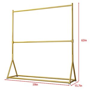 MaiRHK Iron Metal Clothing Rack on Wheels, Gold Garment Rack Rolling Hanging Rack for Bedroom, Hall, Clothes Store and Boutique (59'')