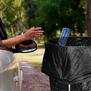 Alpine 48 Gallon Outdoor Trash Can - Commercial Stainless Steel Round Waste Receptacle for Parks, Walking Trails, Office Buildings, Restaurants, Schools, and More(Black Mesh)