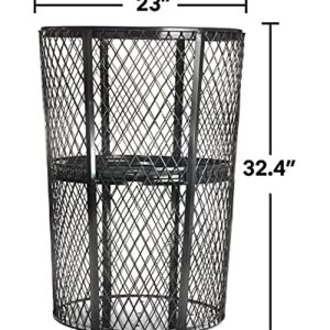 Alpine 48 Gallon Outdoor Trash Can - Commercial Stainless Steel Round Waste Receptacle for Parks, Walking Trails, Office Buildings, Restaurants, Schools, and More(Black Mesh)