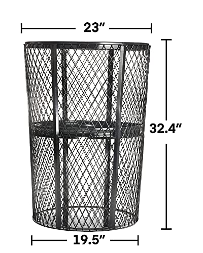 Alpine 48 Gallon Outdoor Trash Can - Commercial Stainless Steel Round Waste Receptacle for Parks, Walking Trails, Office Buildings, Restaurants, Schools, and More(Black Mesh)