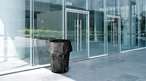 Alpine 48 Gallon Outdoor Trash Can - Commercial Stainless Steel Round Waste Receptacle for Parks, Walking Trails, Office Buildings, Restaurants, Schools, and More(Black Mesh)