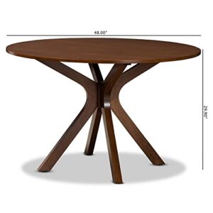 Baxton Studio Kenji Modern and Contemporary Walnut Brown Finished 35-Inch-Wide Round Wood Dining Table