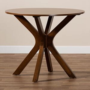 Baxton Studio Kenji Modern and Contemporary Walnut Brown Finished 35-Inch-Wide Round Wood Dining Table