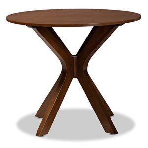 Baxton Studio Kenji Modern and Contemporary Walnut Brown Finished 35-Inch-Wide Round Wood Dining Table