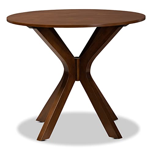 Baxton Studio Kenji Modern and Contemporary Walnut Brown Finished 35-Inch-Wide Round Wood Dining Table