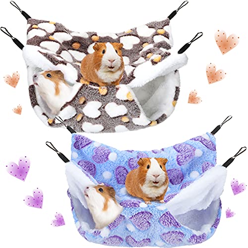 2 Pieces Small Guinea Pig Rat Hammock Guinea Pig Hamster Ferret Hanging Hammock Toys Bed for Small Animals Chinchilla Parrot Sugar Glider Ferret Squirrel Playing