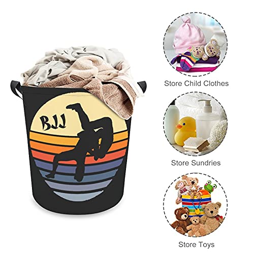 Jiu Jitsu Brazilian Retro Laundry Basket Hamper Bag Dirty Clothes Storage Bin Waterproof Foldable Collapsible Toy Organizer for Office Bedroom Clothes Toys Gift Basket