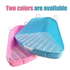 kathson Rabbit Litter Box Bunny Toilet Triangle Potty Trainer Corner Large Bedding Box Pet Pan for Rabbits Chinchillas Ferrets Guinea Pigs Galesaurs(Blue)