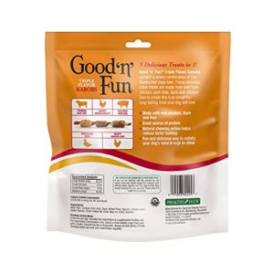 Good'n'Fun Triple Flavored Rawhide Kabobs for Dogs, 12 Oz (3 Pack)