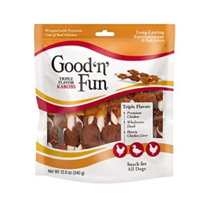 Good'n'Fun Triple Flavored Rawhide Kabobs for Dogs, 12 Oz (3 Pack)