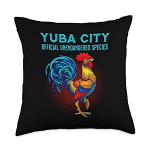 Yuba City California Chicken Clothing Yuba City California Official Unendangered Species Souvenir Throw Pillow, 18x18, Multicolor