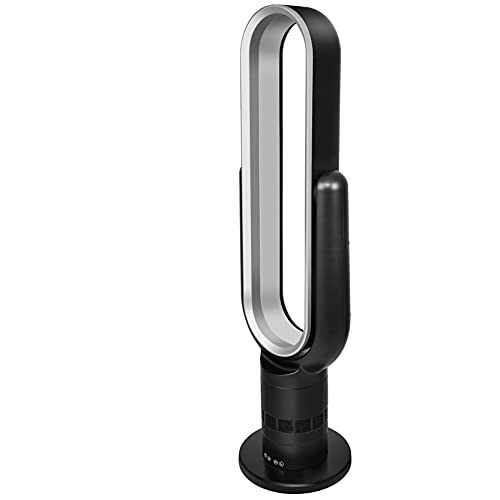 HealSmart Bladeless Tower Fan, Standing Fan, 10 Speeds Settings, 10-Hour Timing Closure Bladeless Fan, Stylish And Modern Fan, Low Noise, 39 Inches, Black