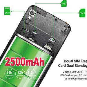 KXD 6A Unlocked Cell Phone | 3G Smartphone | 5.5” Full-Screen Display | 2500mAh Battery | 8MP + 5MP Camera | Dual SIM Android Phone | 8GB ROM | US Version | Black
