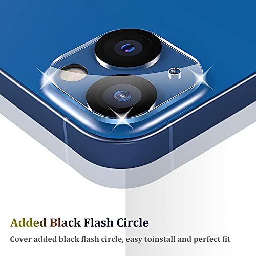 [3 Pack] Tamoria Camera Lens Protector Compatible for iPhone 13 & iPhone 13 Mini Camera Cover Premium 9H Tempered Glass [Anti-Scratch]99.99% Transparency with Black Circle Design for iPhone 13 6.1 Inch & iPhone 13 Mini 5.4 Inch