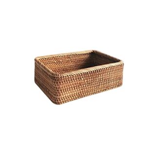 loviver square style wicker basket natural solid woven storage basket handmake durable and eco-friendly - 30x20x9.5cm