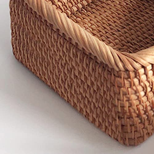 LOVIVER Square Style Wicker Basket Natural Solid Woven Storage Basket Handmake Durable and Eco-Friendly - 30x20x9.5CM