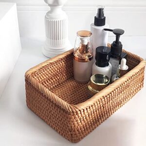 LOVIVER Square Style Wicker Basket Natural Solid Woven Storage Basket Handmake Durable and Eco-Friendly - 30x20x9.5CM