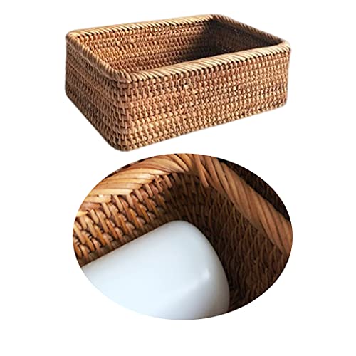 LOVIVER Square Style Wicker Basket Natural Solid Woven Storage Basket Handmake Durable and Eco-Friendly - 30x20x9.5CM