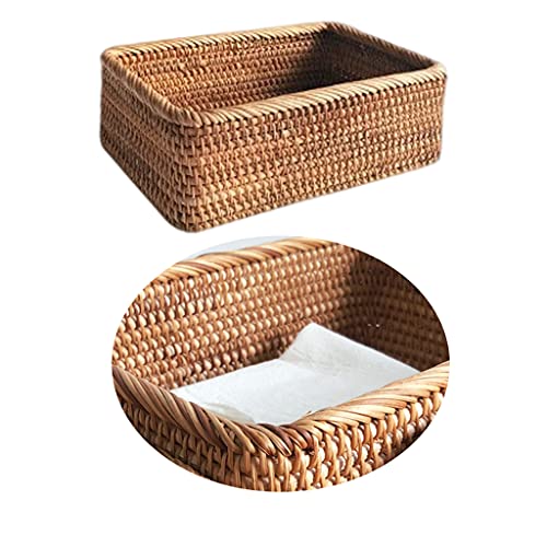 LOVIVER Square Style Wicker Basket Natural Solid Woven Storage Basket Handmake Durable and Eco-Friendly - 30x20x9.5CM