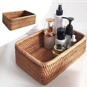 LOVIVER Square Style Wicker Basket Natural Solid Woven Storage Basket Handmake Durable and Eco-Friendly - 30x20x9.5CM