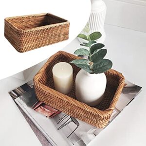 LOVIVER Square Style Wicker Basket Natural Solid Woven Storage Basket Handmake Durable and Eco-Friendly - 30x20x9.5CM