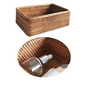 LOVIVER Square Style Wicker Basket Natural Solid Woven Storage Basket Handmake Durable and Eco-Friendly - 30x20x9.5CM