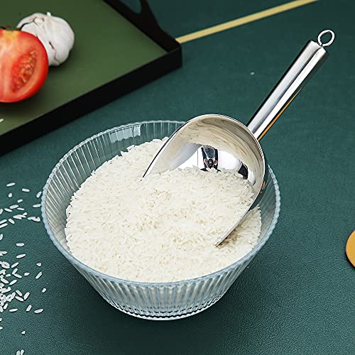 Ice Scoop, Fashion Ice Cream Scoop, Premium Stainless Steel Cookie Scoop, Dog Food Scoop, Sturdy Flour Scoop, Utility Candy Scoop, Dishwasher Safe (Silver/8oz/9 Inch)