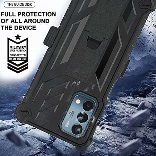 Ailiber Compatible with OnePlus Nord N200 5G Case, Nord N200 Case Holster with Screen Protector, Swivel Belt Clip Holster Kickstand Holder, Heavy Duty Armor Shockproof Cover for 1+ Nord N200-Black