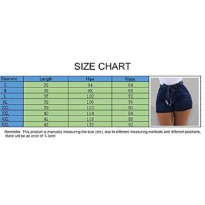 Women's Casual Bowknot Short Jeans Summer High Waist Short Denim Pants With Belt Rolled Hem Denim Shorts Plus Size (Pink,3X-Large)