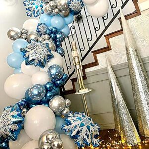132pcs ice snow queen metal balloons double layer snowflake decoration balloons garland arch kit for birthday party decorations supplies baby shower wedding christmas home party ballons decoration