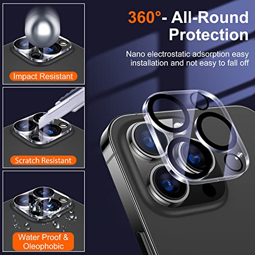 UniqueMe [3 Pack for iPhone 13 Pro/iPhone 13 Pro Max Camera Lens Protector, Tempered Glass [Case Friendly][New version][Scratch-Resistant][Easy Installation] - Clear