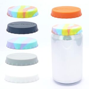 soda/beverage/beer saver can lids, silicone can stopper covers with no spill - fits standard soda/beverage/beer cans (6 pack, assorted)