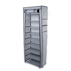 ochine 10 tier shoe rack storage organizer non-woven fabric cover shoe rack cabinet portable single row shoe rack shelf cabinet tower with dustproof cover for closet entryway hallway