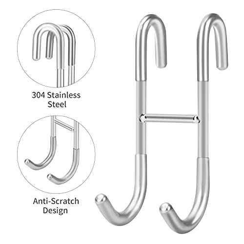 Brynnl 2 Pack Shower Door Hooks, Towel Hooks for Bathroom Frameless Glass Shower Door, Shower Squeegee Hooks, Silver