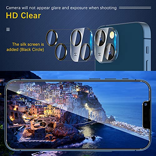 UniqueMe [3 Pack] for iPhone 13 / iPhone 13 Mini Camera Lens Protector, Tempered Glass [Case Friendly][New Version][Scratch-Resistant][Easy Installation] - Black Circle