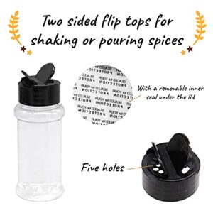 16 Pcs 3.5 oz/100 ml Plastic Spice Jar,Spice Storage Containers with Black Lids,Empty Plastic Spice Jars for Storing BBQ Seasoning,Glitters,Herbs,Spice,Powders