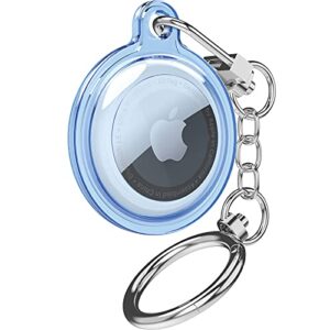 just4you airtag case with key ring, soft protective holder keychain cover for apple airtag (blue) cs_st_at_bl