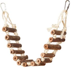 bird ladder bridge, helps birds with balance,made with raw wood, easy installation, bright, durable and flexible, and give away a set of bird skewers for free,suitable for small to medium birds