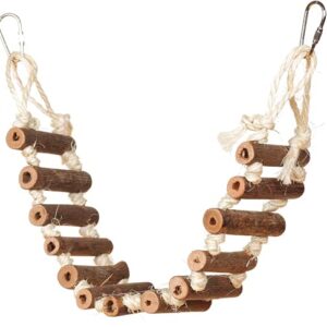 Bird Ladder Bridge, Helps Birds with Balance,Made with Raw Wood, Easy Installation, Bright, Durable and Flexible, and give Away a Set of Bird skewers for Free,Suitable for Small to Medium Birds