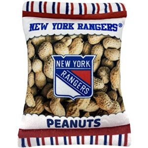 nhl new york rangers crinkle fine plush dog & cat squeak toy - cutest stadium peanuts snack plush toy for dogs & cats with inner squeaker & beautiful baseball team name/logo