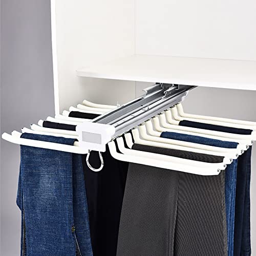 Gdrasuya10 22 Arms Pull Out Trousers Rack, 23.15 x 18.03in Sliding Pull Out Closet Pants Hanger Bar Clothes Organizers for Closet for Space Saving and Storage