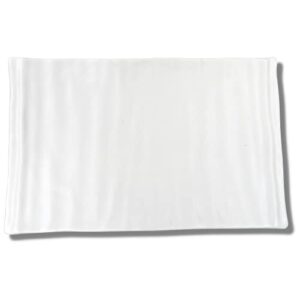 wave design indented white melamine rectangular serving platter, neutral hors d'oeuvre and charcuterie platters kitchenware and wedding shower gifts, 8.25 inches