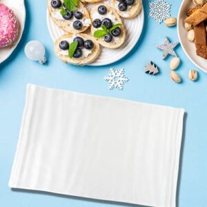 Wave Design Indented White Melamine Rectangular Serving Platter, Neutral Hors D'oeuvre and Charcuterie Platters Kitchenware and Wedding Shower Gifts, 8.25 Inches
