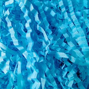 airgame crinkle cut paper shred filler (1/2 lb) for gift wrapping & basket filling - light blue.