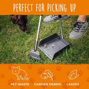 Mighty Paw Dog Pooper Scooper | Large Heavy Duty Tray & Rake Set. Long Adjustable Metal Poles for Comfortable Pet Poop, Waste & Yard Debris Pickup. Easily Scoop on Grass, Sand, Gravel Or Concrete