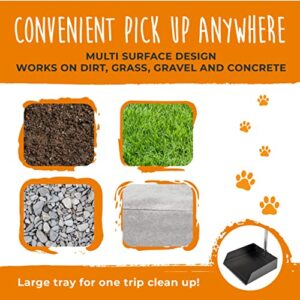 Mighty Paw Dog Pooper Scooper | Large Heavy Duty Tray & Rake Set. Long Adjustable Metal Poles for Comfortable Pet Poop, Waste & Yard Debris Pickup. Easily Scoop on Grass, Sand, Gravel Or Concrete