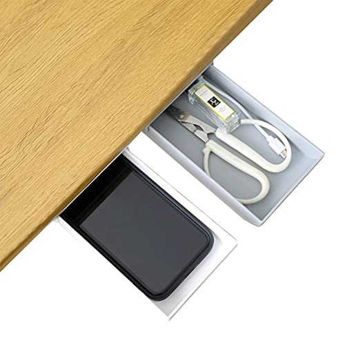 (2 Pack) Under Desk Drawer, Premium Under Desk Storage, Hidden Under Desk Storage Drawers, Desk Drawers with Self-Adhesive Glue, Suitable for Office, Home-use, School (White/Gray)