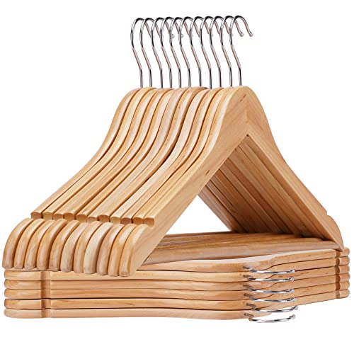 JDGOU Wooden Hangers 20 Pack Wood Hangers Clothes Hangers Coat Hangers for Closet Natural Coat Hanger,Heavy Duty Hangers,Hangers for Clothes Suit Skirt Pants