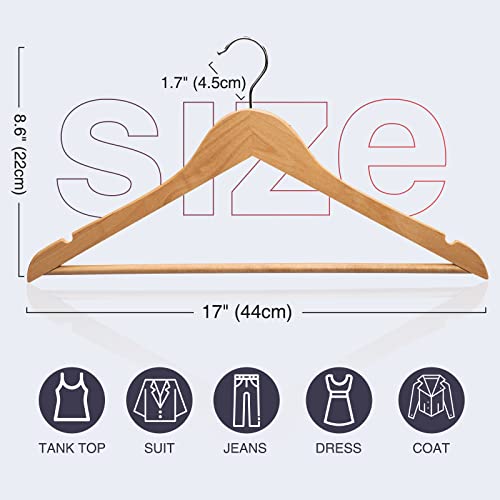 JDGOU Wooden Hangers 20 Pack Wood Hangers Clothes Hangers Coat Hangers for Closet Natural Coat Hanger,Heavy Duty Hangers,Hangers for Clothes Suit Skirt Pants